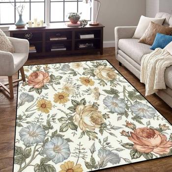 Seamless Pattern Beautiful Isolated Flowers Vintage Area Rug Manufacturers in Paramaribo